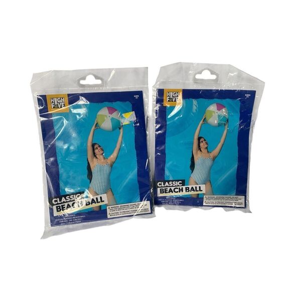 NEW set of 2 SWIMMING POOL BEACH BALL INFLATABLE 15” classic toy - Picture 1 of 2